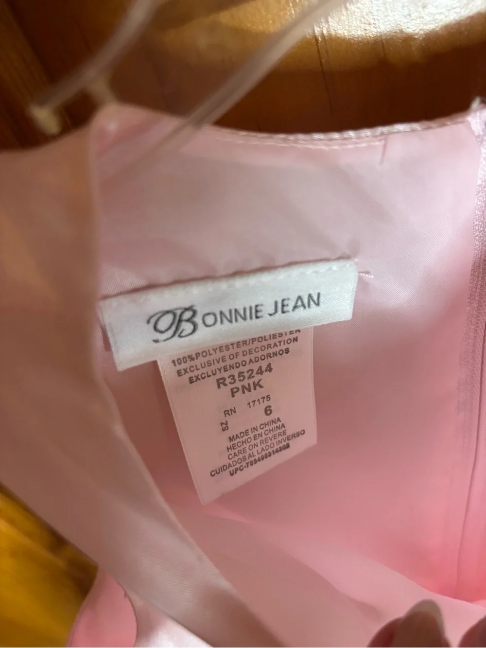 Bonnie Jean Light Pink Satin Rosette Party Dress